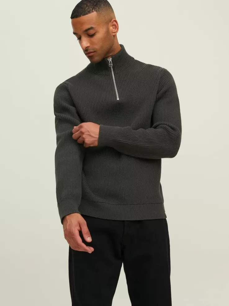 Sale JACK & JONES RDD Plain Quarter zip Green