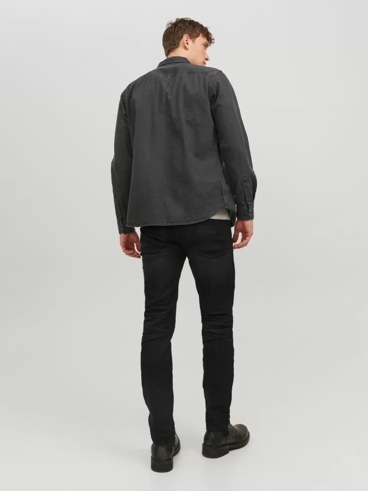 New JACK & JONES Slim Fit Denim Shirt Grey