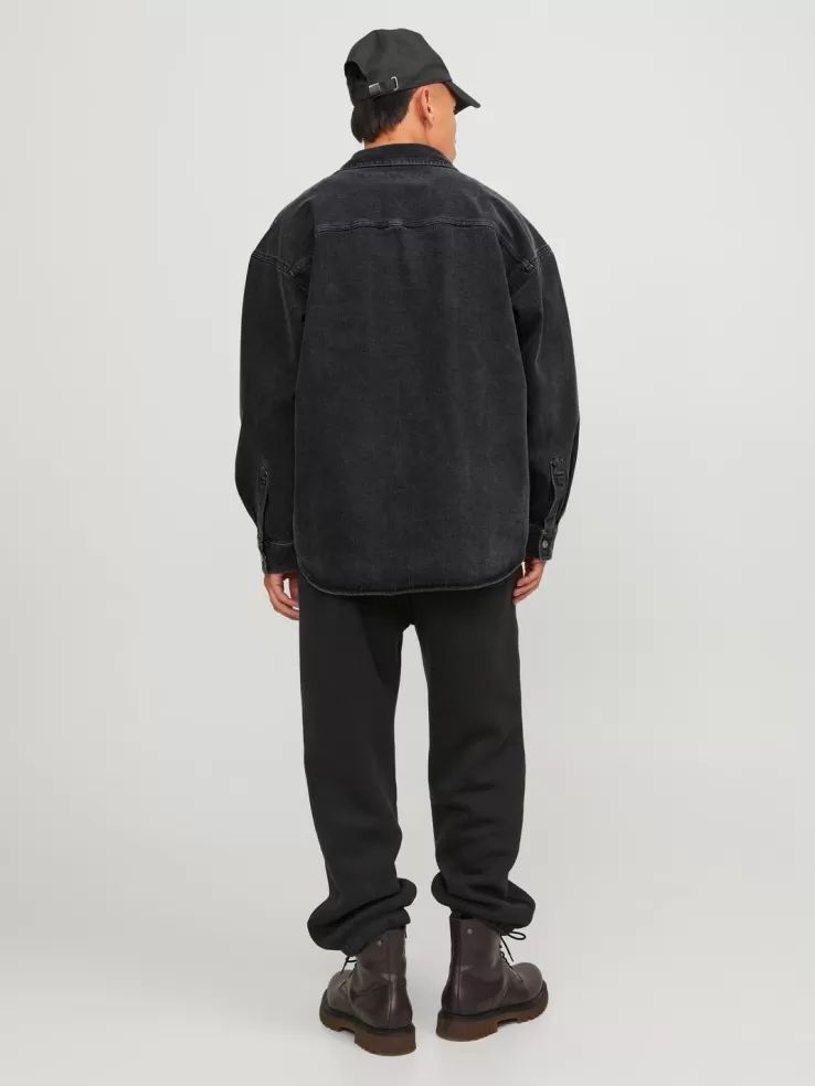 Hot JACK & JONES Wide Fit Denim Shirt Black